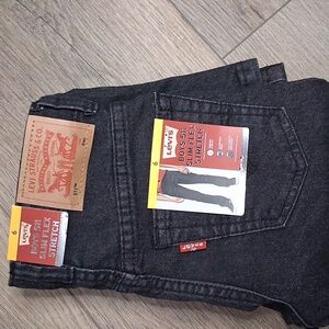 Levi's Boys Size 6 Black 511 Slim Flex Stretch Jeans Adjustable Waist NWT